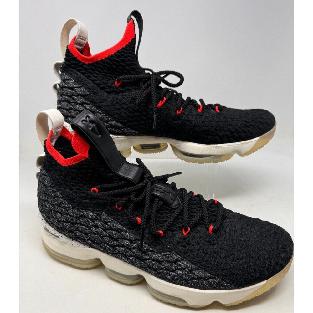 NIKE LEBRON 15 XV - BRIGHT CRIMSON WHITE BLACK AQ2363-002 MEN'S SIZE 12 FLYKNIT